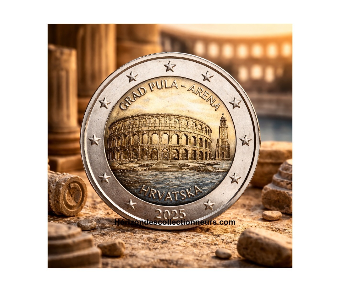 Pièce 2 Euros CROATIE 2025, Arène de Pula