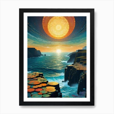The Giants Causeway - Irland - dreifach gerahmtes Wandbild Poster Leinwanddruck Bild