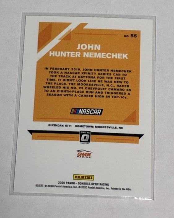 2020 Donruss #55 John Hunter Nemechek Optic Holo Racing Insert - Image 2 of 2