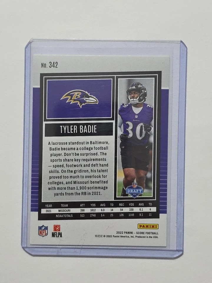 2022 Score - Rookies Tyler Badie #342 (RC) - Image 2 of 2