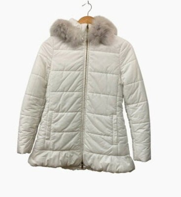 Blugirl Blumarine Fuchspelz Daunen Puffer Jacke Weiß IT38 Luxus Warm Vintage