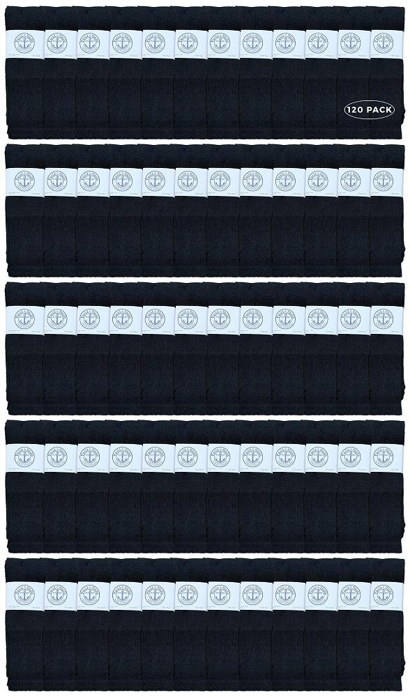120 PK Mens  Premium Cotton King Size Extra Long Black Tube Socks- 9-15