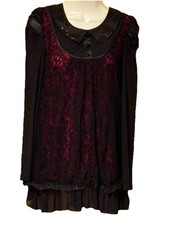 D. S. Fashion Party Evening Jeweled Collar Dress SZ 8 Hot Pink Black