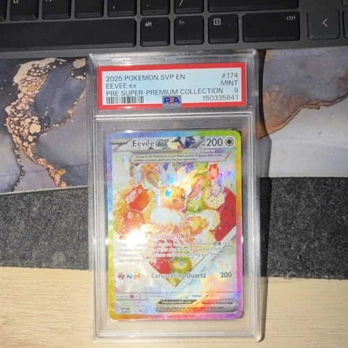 Pokémon Eevee ex 174 SV Promo Holo Basic 200 HP Coruscating Quartz PSA 9 Card