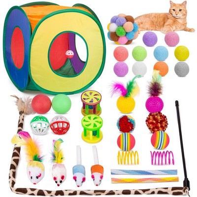 Cat Toys Bundle 33 Pack, Interactive Kitten Toys for Indoor Cats Kitty with C