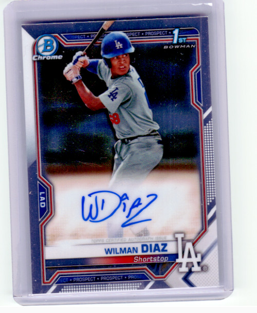 Wilman Diaz 2021 Bowman Chrome 1st Auto Dodgers CPA-WD
