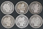 1900-S-1905 Barber Dime Consecutive Date Run 6 Coin Lot Silver 90% US Dimes