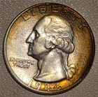 *HIGH GRADE* 1944-P Washington 90% Silver Quarter Philadelphia *ALBUM TONING