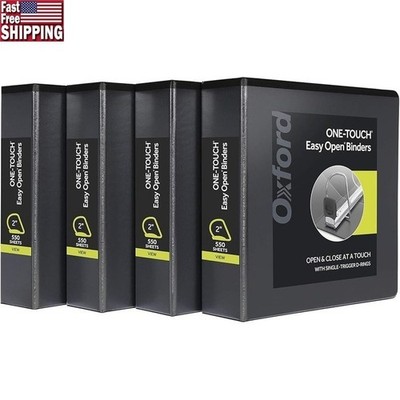 Durable 2 Inch View Binders W/ Easy Open D Rings Extra Storage Notes 4-Pack New