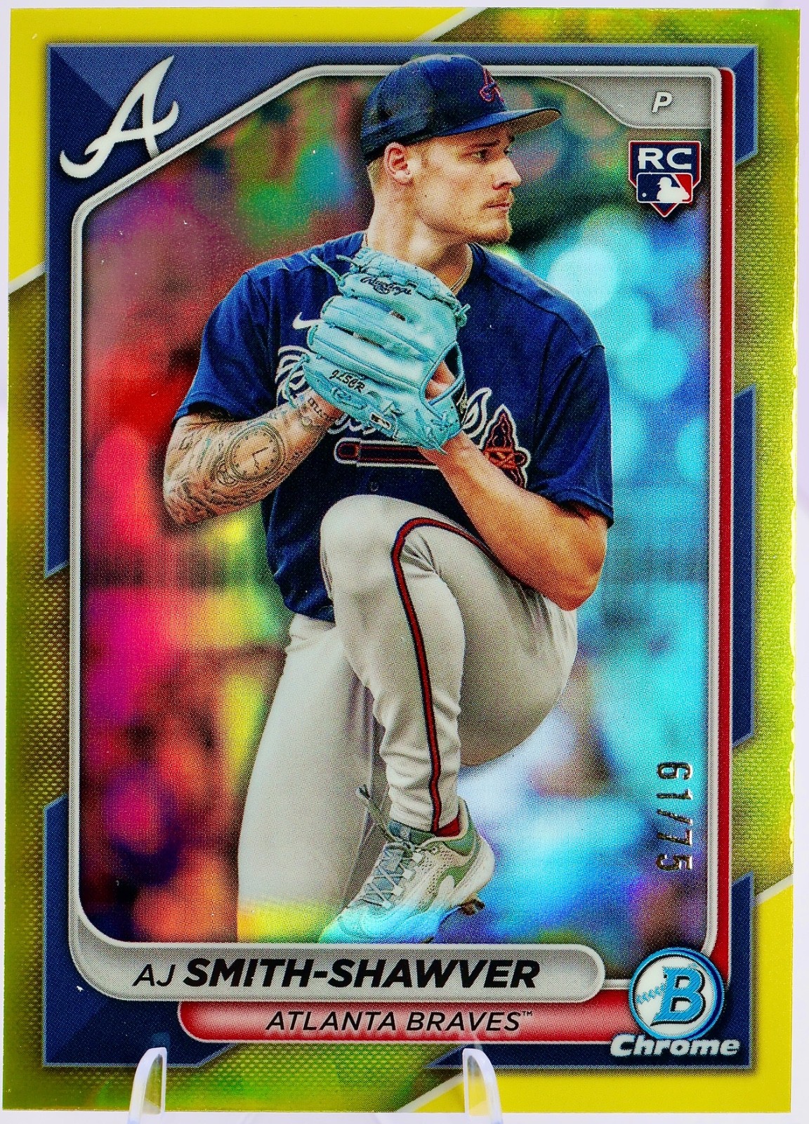 2024 Bowman Chrome AJ SMITH-SHAWVER Yellow Refractor RC /75 #22 Braves