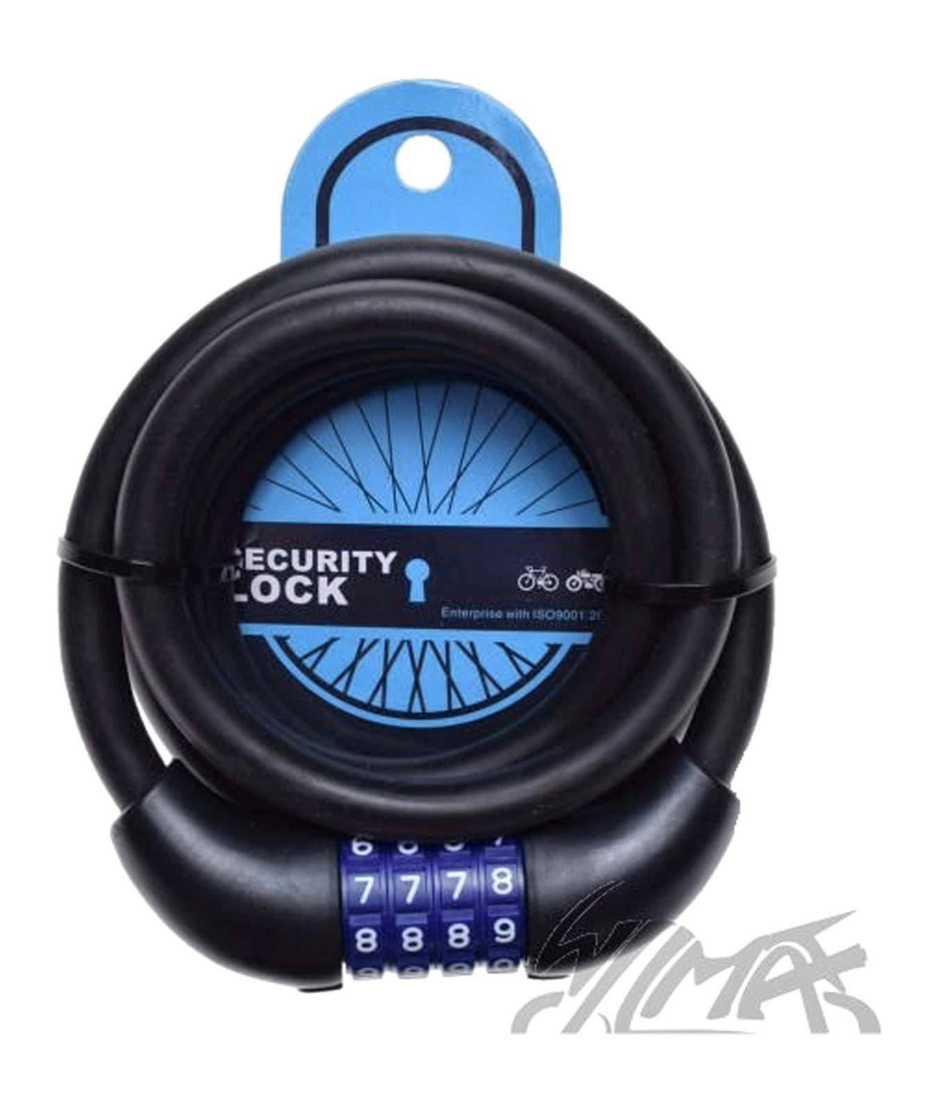 Dispositif de sécurité vélo 12x1500 en silicone noir anti-rayures avec câble acier flexible