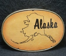 XC17155 AMAZING VINTAGE 1970s  ALASKA  STATE COMMEMORATIVE MENS BELT BUCKLE