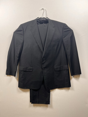 Corneliani Mens Wool 150s Cashmere Black Suit Size 58R
