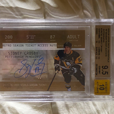 Upper Deck 2023-24 Credentials Sidney Crosby Penguins 1997-SC Auto 22/25 BGS 9.5