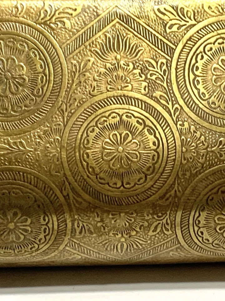 Vintage Brass Art Deco Clutch Purse W/ 15" Chain Double Peacock Clasp~6 3/4" - Image 2 of 4