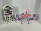 Vintage 1990s Mattel Barbie Dining Room Dollhouse Furniture And Accessories