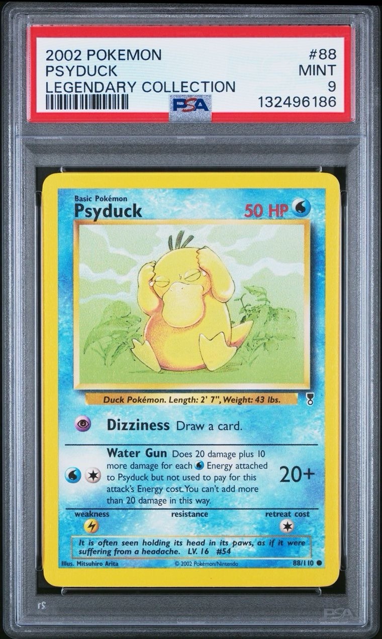 2002 Pokemon Legendary Collection #88 Psyduck PSA 9 Card MINT Free Ship NEW CERT