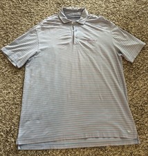Peter Millar Blue Striped Golf Polo Shirt L Sea Island