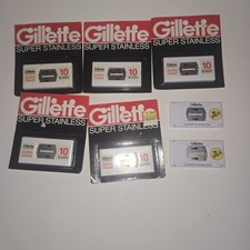 7 Packs Gillette Super Stainless-10 Blades Each 70 Total  (Vtg New old Stock) 