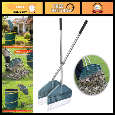 Lightweight Leaf Grabber Rake - 36.6'' Long, No Bend Design for Easy Yard Cleanup