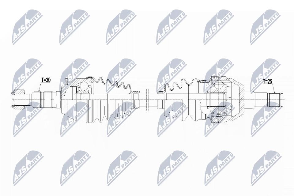 NTY Drive Shaft NPW-PL-075 For Opel Front Axle Right 993 mm