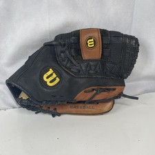 Wilson 12" A2498 Leather Baseball Glove Black  Tan Youth RH Throw Flexback