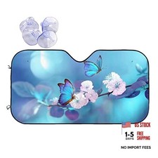 Blue Butterfly Flower Car Windshield Sunshade Front Window Sun Small Black8