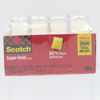 3M Scotch Super-Hold Tape 4 Rolls 3/4 in. x 650 in. Ea (2600 Total Inches) 4198