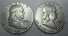 1953 P, & 1953 S * 2 SILVER Ben Franklin HALF DOLLARS * As Seen * USA $5.00 SHIP