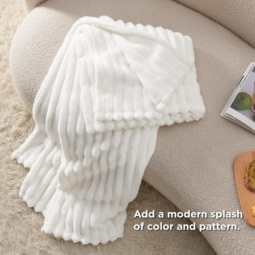 White Throw Blanket for Couch - Super Soft Cozy Blankets for Women, Cute Small F - Picture 5 of 12