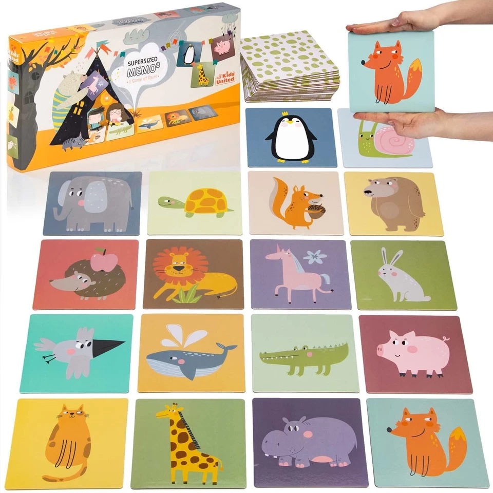 Memospiel aus Holz - Legekartenspiel Gedächtnisspiel - Memo Spiel Tier Kinder - Bild 3 von 4