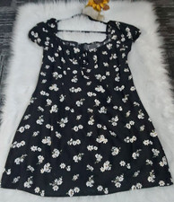 By & By Sz XXL* Black Floral Cap Sleeve Scoop Neck Boho Daisy Peasant Dress -New