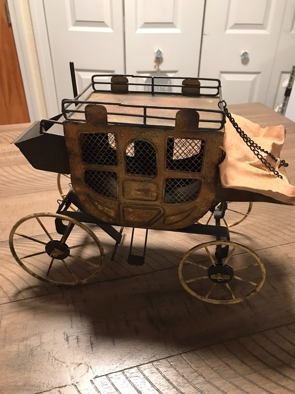 Sculpted Metal Stagecoach  - The American Cowboy Collection - 8.5H x 6 W x 13 L