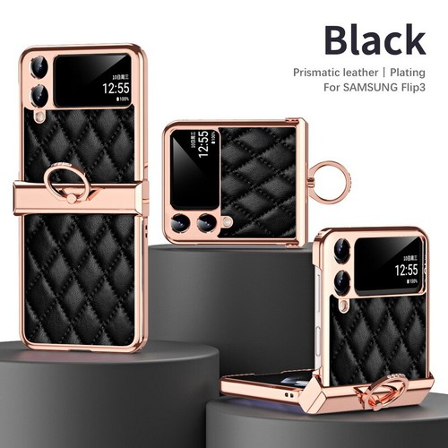 For Samsung Galaxy Z Flip3 Z Flip5 4 Plating Leather Ring Stand Hard Case Cover - Zdjęcie 13 z 34