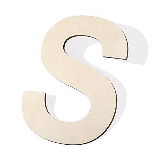 Wood Letters S 12 Inch Tall 1/4 Inch Thick Blank Unfinished Wooden Letter for...