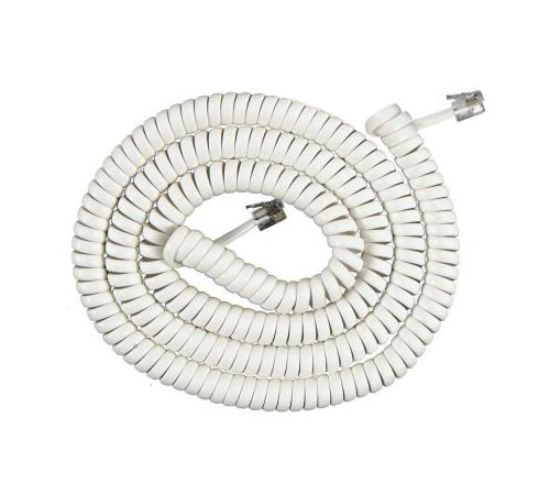12'FT COIL Telephone Extension Phone Cord Cable Handset Line W/ Connectors White