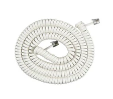 12'FT COIL Telephone Extension Phone Cord Cable Handset Line W/ Connectors White