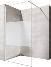 Wet Room Shower Screen Walk in Frameless Glass Cubicle Frosted Stripe & Tray 8mm