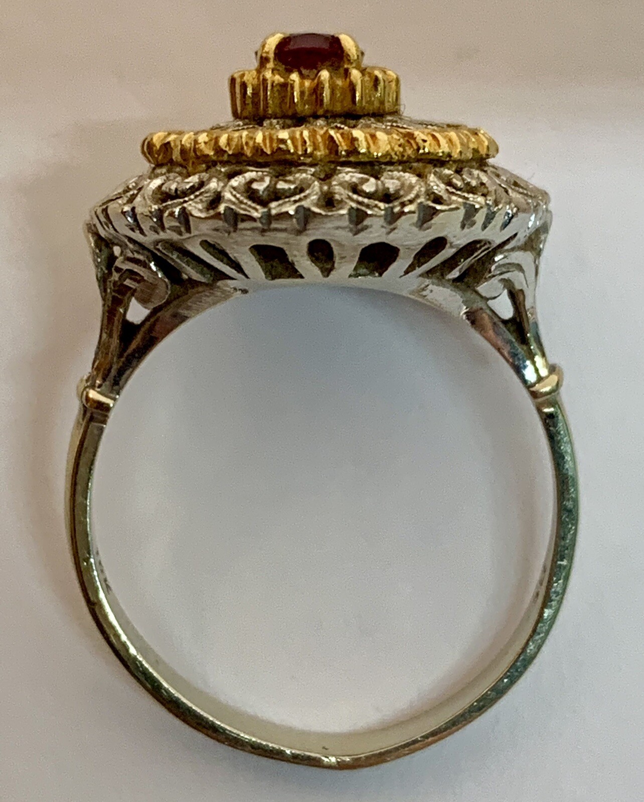 Vintage Natural Red Ruby 18k Solid White & Yellow… - image 6