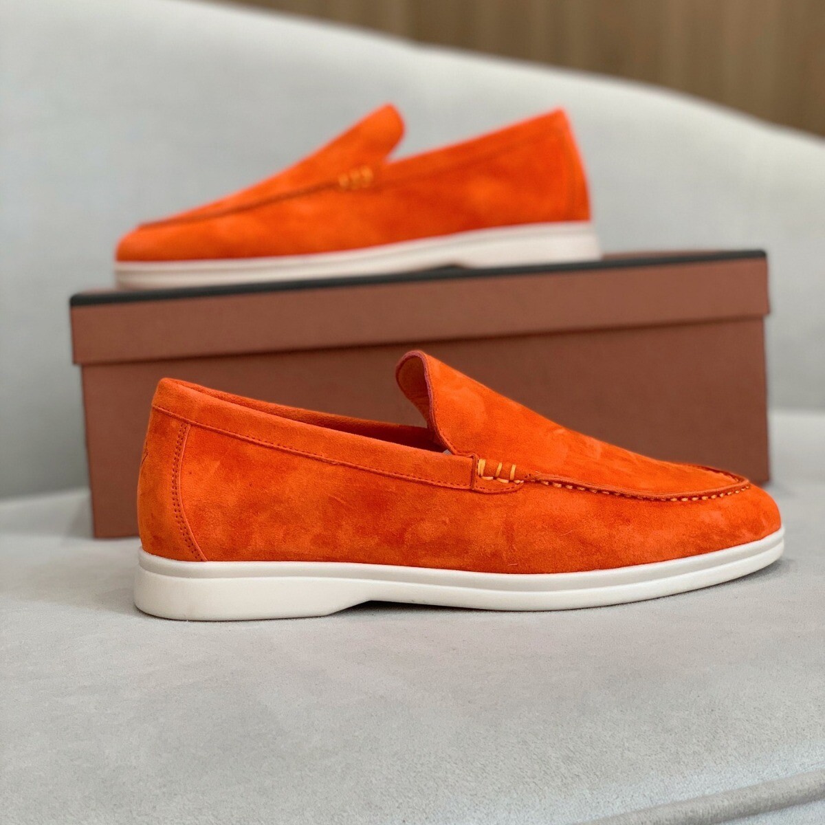 Italian Style Plus size Slip On Loafers Men Womens Real Suede