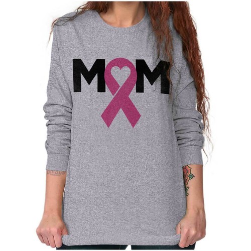 Wear Pink For Mom Breast Cancer Awareness Long Sleeve T Shirt Tees For Women - 第 8/10 張圖片