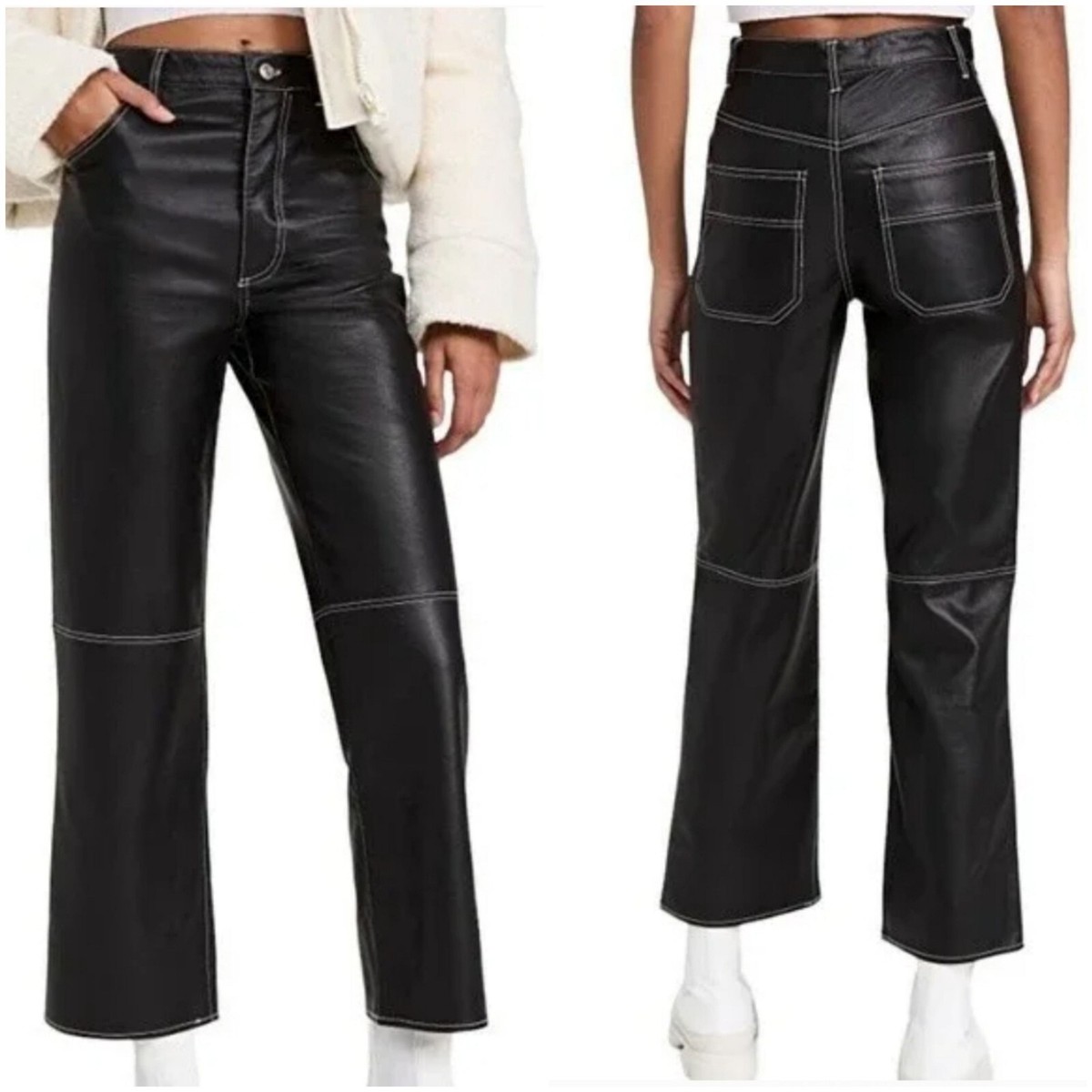 Free People The It Factor Vegan Leather Pants In Mystic Size