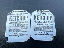 2x Whataburger Spicy Ketchup Limited Batch #2 w/ HOT SAUCE ****RARE***