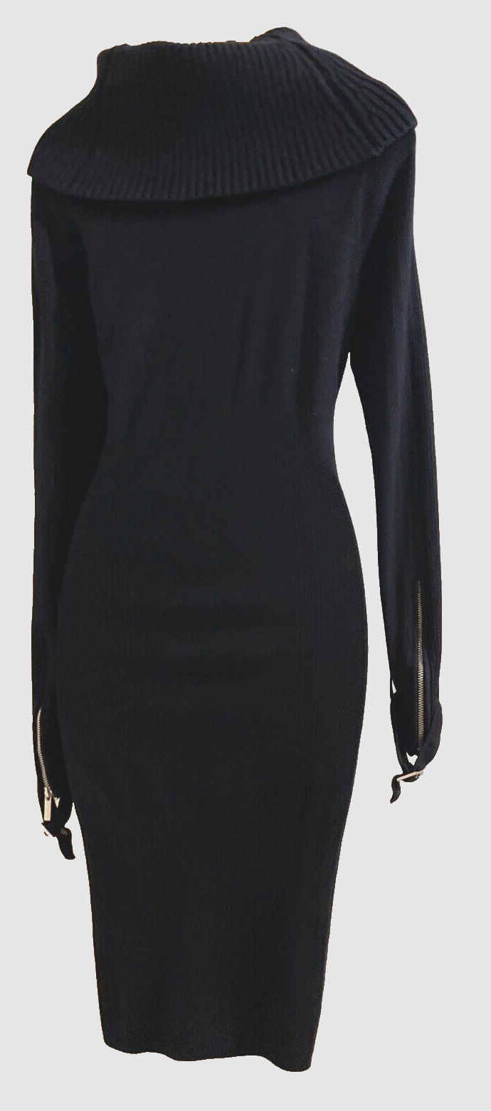 Karen Millen Black CowlNeck Jumper Dress KM 4 (UK 14) US 10 (EUR 42
