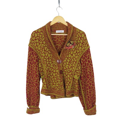 Annie Fewlass Handknit Wool Jacket Women Small Vintage Button Knit