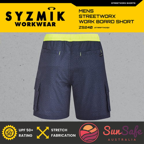 Syzmik Workwear Mens Streetworx Lightweight Stretch Work Board Shorts ZS240 - Picture 15 of 16