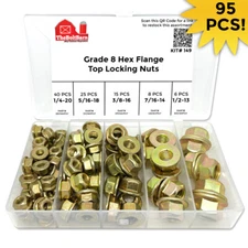 1/4 5/16 3/8 7/16 1/2  Hex Flange Lock Nut Grade 8 Yellow - Kit# 149 - 95 PCS