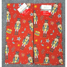 MU Kitchen Designer Print Kitchen Towels Red Nutcracker 20x30in Cotton 2pk Set