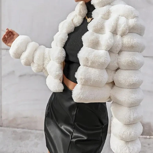 Faux Fur Coat Women's Fashion Warm Short Imitation Fur Coat Jacket - Picture 6 of 17