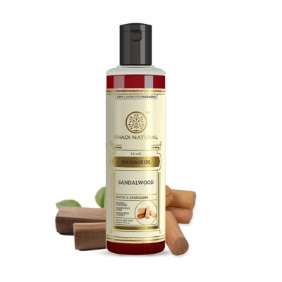 Khadi Natural Sandalwood Massage Oil, 210ml|Stress relieving properties - F/S